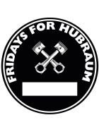 Fridays For Hubraum Aufkleber schwarze Umweltplakette Kolben