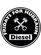 Fridays For Hubraum Aufkleber schwarze Diesel Umweltplakette mit Kolben