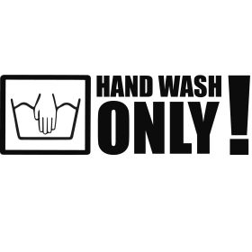 Hand Wash Only Aufkleber schwarz ca. 12x4 cm