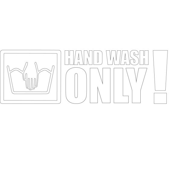 Hand Wash Only Aufkleber weiß ca. 12x4 cm