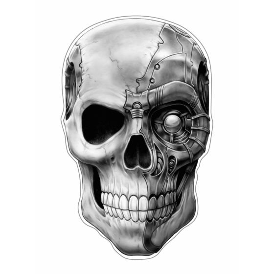Cyborg Skull Aufkleber
