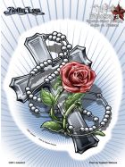 Aufkleber Kreuz mit Rose/Rosenkranz