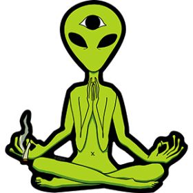 Aufkleber meditierendes Alien 