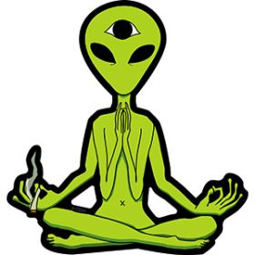 Aufkleber meditierendes Alien