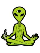 Aufkleber meditierendes Alien 