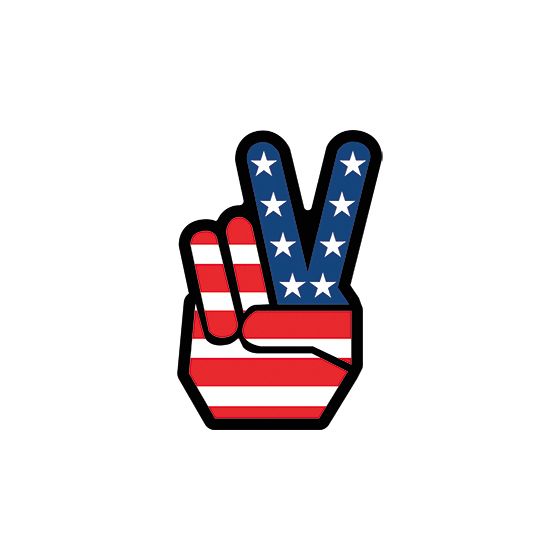 Aufkleber Peace Hand American Flag
