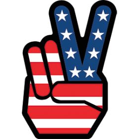 Aufkleber Peace Hand American Flag