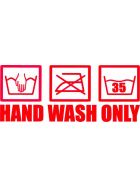 Hand Wash Only Autoaufkleber rot geplottet