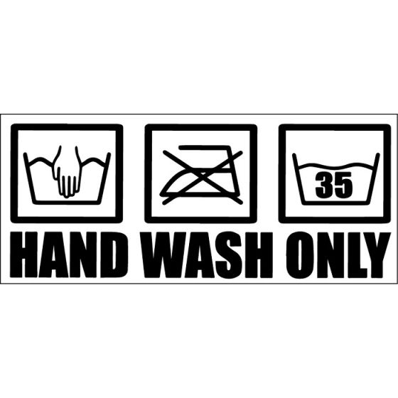 Hand Wash Only Autoaufkleber schwarz ca. 15x6,5 cm