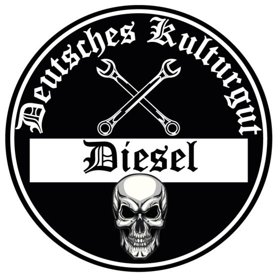Diesel Deutsches Kulturgut Chrom Aufkleber