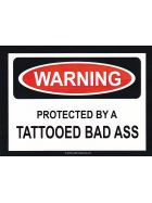 Aufkleber Warning Tattooed Bad Ass