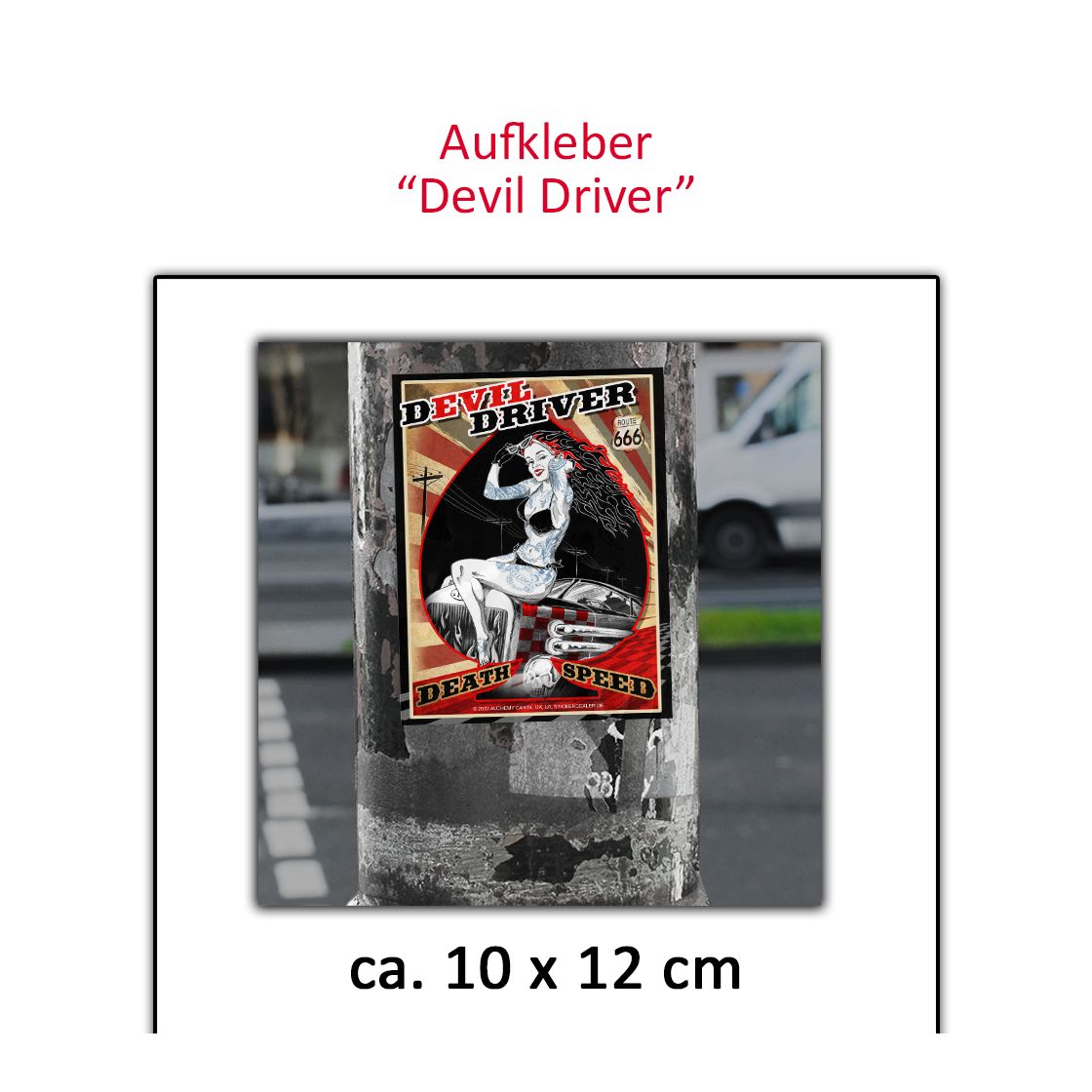 Aufkleber Devil Driver Death Speed Route 666