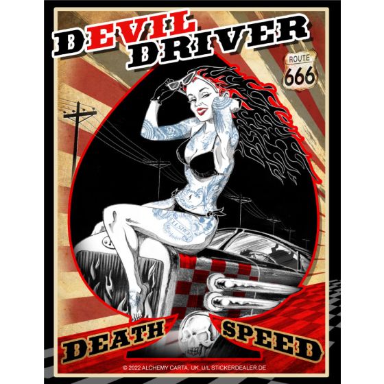 Aufkleber Devil Driver Death Speed Route 666