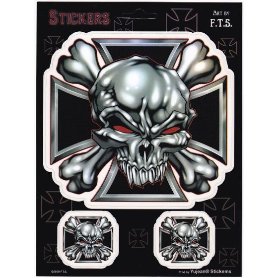 Aufkleber-Set Skull Eisernes Kreuz