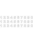Zahlen Aufkleber 0-9 je 3 Stück/ca. 2,5 cm/weiß
