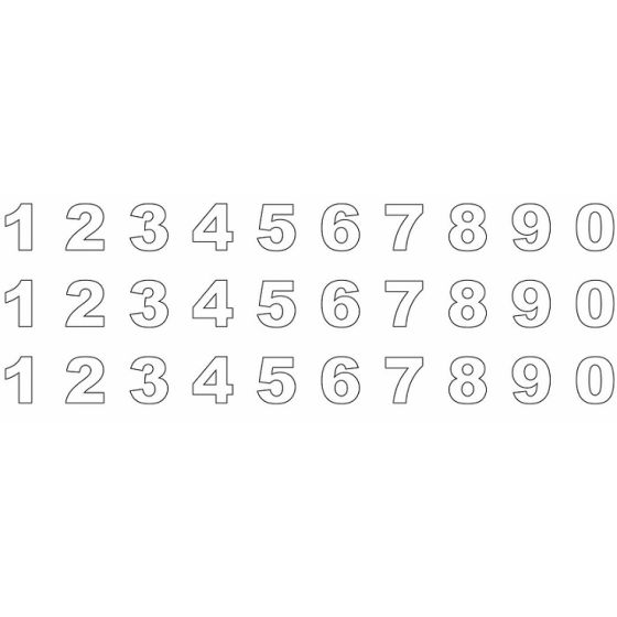 Zahlen Aufkleber 0-9 je 3 Stück/ca. 2 cm/weiß