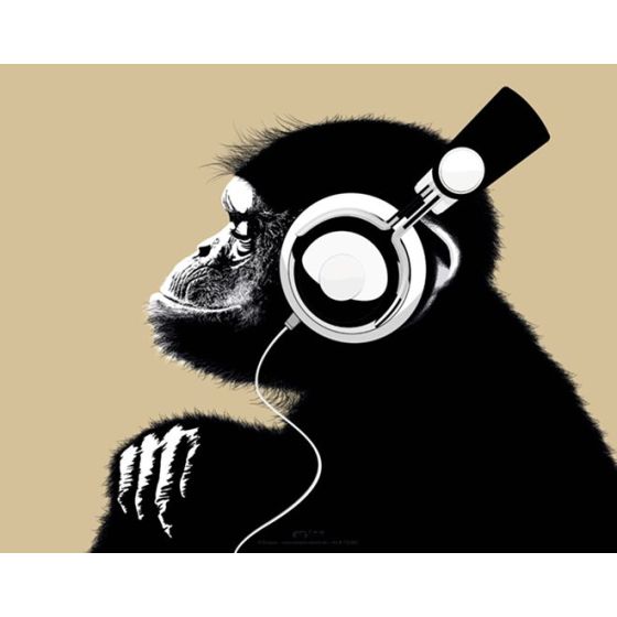 Affe mit Kopfhörer Aufkleber
