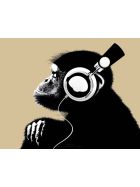 Affe mit Kopfhörer Aufkleber