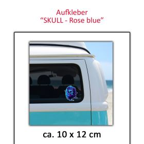 Rose Skull Aufkleber blau
