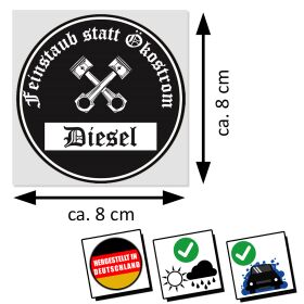 Feinstaub statt Ökostrom Aufkleber schwarze Diesel Umweltplakette