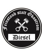 Feinstaub statt Ökostrom Aufkleber schwarze Diesel Umweltplakette