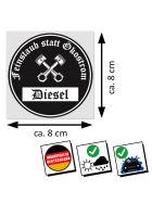 Feinstaub statt Ökostrom Aufkleber schwarze Diesel Umweltplakette
