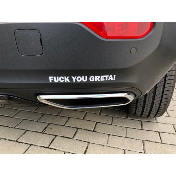 FUCK YOU GRETA  FunSpaß Auspuff Autoaufkleber Sticker Aufkleber Klima Grüne wei 